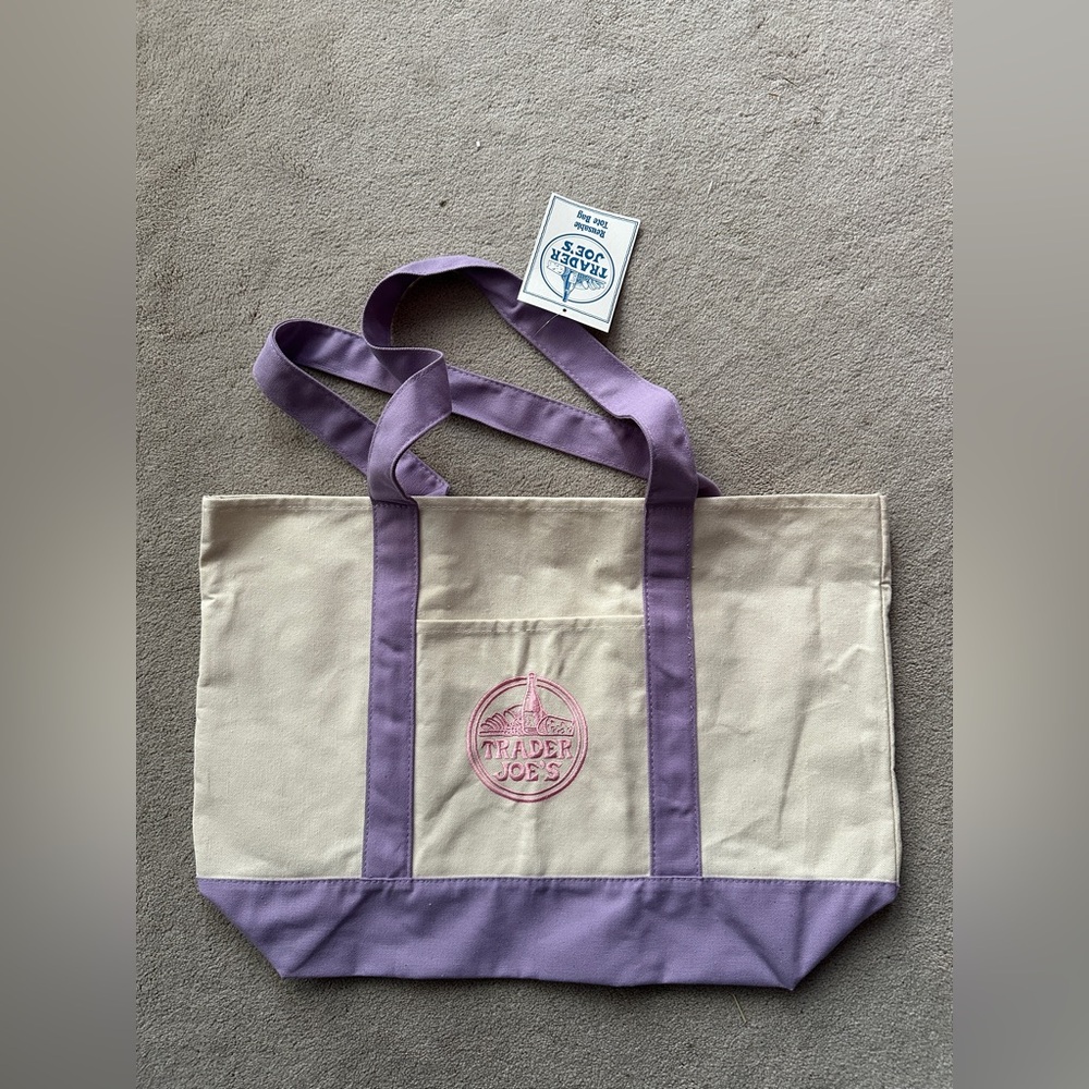 Trader Joe’s Lavender & Cream Canvas Tote Bag